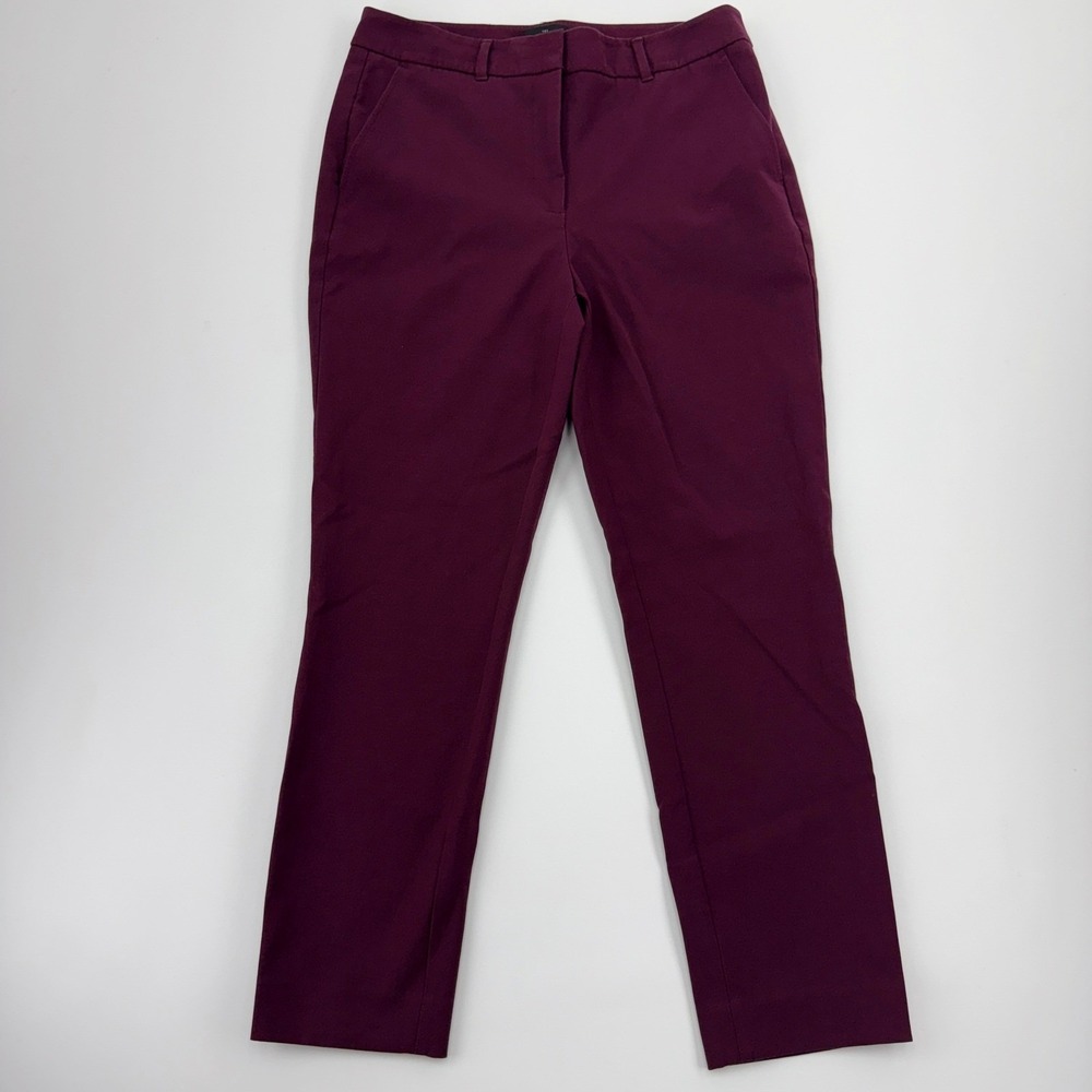 White House Black Market Comfort Stretch Slim Ankle Pants Burgundy Plum Size 8‎